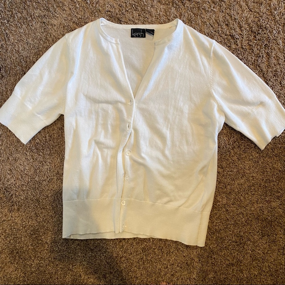 White Kersh Short-Sleeved Cardigan